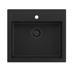 Quadri Farmhouse αγροτική νεροχύτης γρανίτη για τοποθέτηση ή επάνω, μαύρο ματ 595x540mm 1208957208