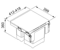 Φράνκε Sorter Garbo 45-2 ενσωματωμένο σύστημα απορριμμάτων 1 x 12 και 1 x 18 λίτρων κάδος απορριμμάτων 1210200692