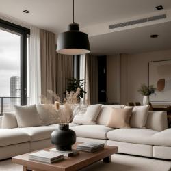 Διακοσμητικό Margus μαύρο μεταλλικό κρεμαστό φωτιστικό με ξύλινη προσθήκη 2911