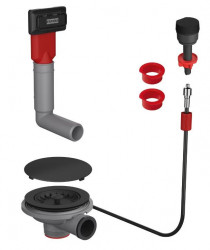 Σετ αποχέτευσης σε ματ μαύρο χρώμα της Franke incl. κουμπί περιστροφής αποβλήτων με βύσμα και υπερχείλιση 112.0658.446