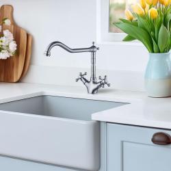 AquaTrimo Windsor κλασική κουζίνα νοσταλγική βρύση κουζίνας με γωνιακή ροή νερού ανοξείδωτο ατσάλι 21WS7531NM