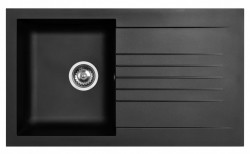 Ausmann Fibre νεροχύτης μαύρος αναστρέψιμος με επιφάνεια αποστράγγισης επιφάνειας 86x50 cm 1208957665