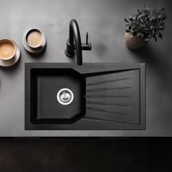 Ausmann Fibre 6 νεροχύτης μαύρος αναστρέψιμος με αποστραγγιστική επιφάνεια επιφάνειας 78x43.5 cm 1208957670