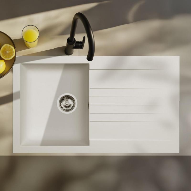 Ausmann Fibre νεροχύτης λευκός αναστρέψιμος με αποστραγγιστήριο επιφάνειας 86x50 cm 1208957673