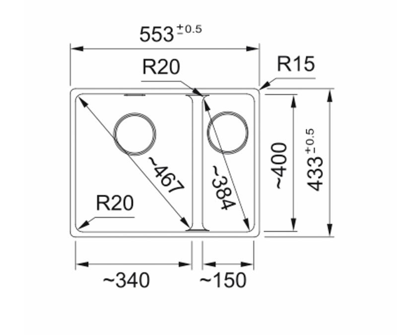 Franke Maris MRG 160-34-15 Fragranite μαύρη έκδοση ματ μαύρο νεροχύτης εντοιχιζόμενος μεγάλη λεκάνη αριστερά