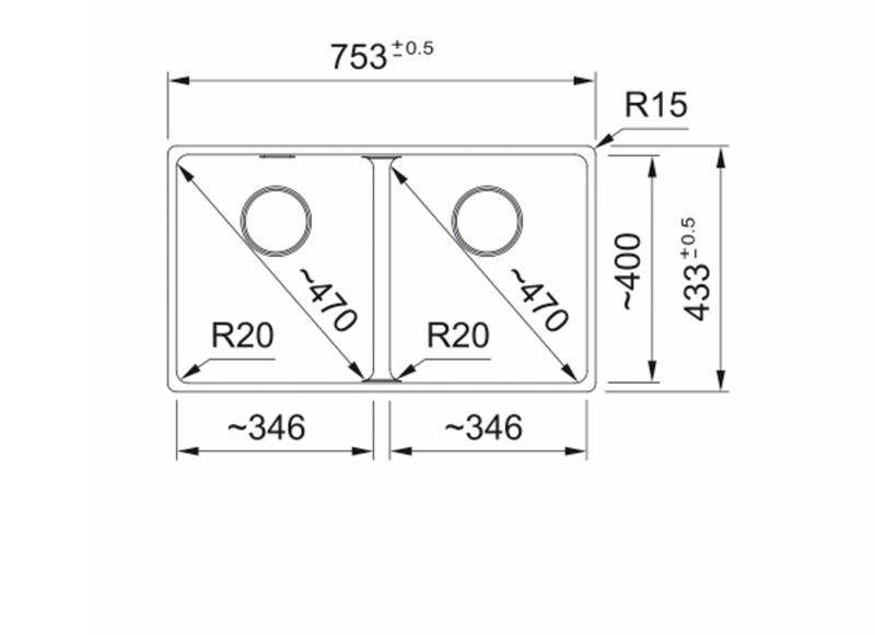 Franke Maris MRG 220-35-35 Fragranite Matt μαύρο διπλό νεροχύτη επίπεδης εγκατάστασης