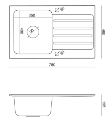 Quadri Fusion εντοιχισμένος ανοξείδωτος νεροχύτης με μαύρη γρανίτη στραγγιστήρι 78x48 αναστρέψιμος 1208957875.