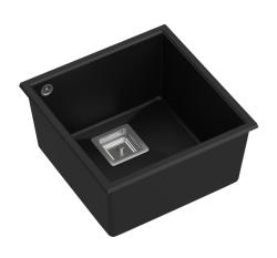 Quadri Quadrangle μαύρος γρανίτης υποκατασκευή νεροχύτης 42x42cm με ανοξείδωτο ατσάλι πώμα 1208957887