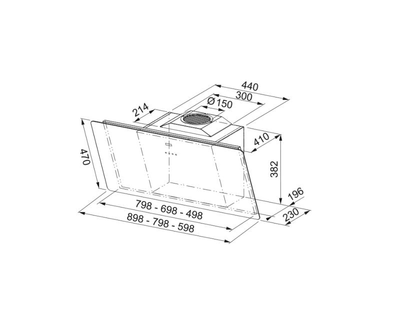 Φράνκε Smart κάθετος μαύρος γυάλινος απορροφητήρας 90cm 110.0377.734