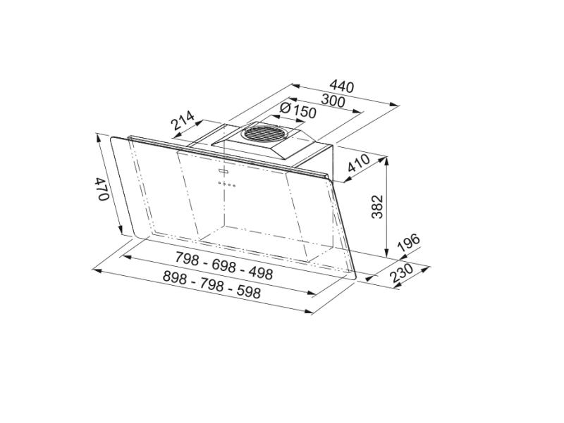 Franke Smart κάθετη απορροφητική κουκούλα από μαύρο γυαλί 80 cm 110.0377.735