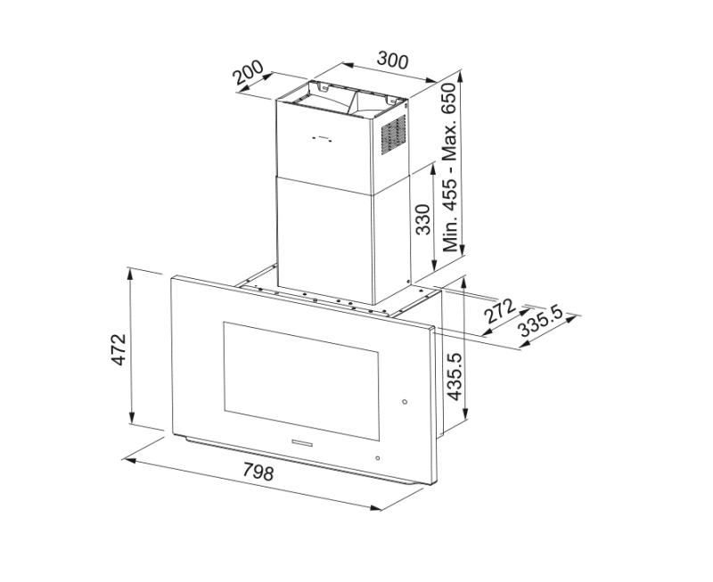 Φράνκε AQ Sense επιτοίχιο μοντέλο μαύρου απορροφητήρα 80εκ 330.0657.269