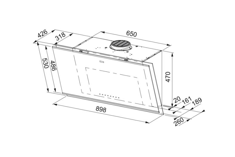 Φράνκε Μύθος Pro επιτοίχιο μοντέλο μαύρο γυαλί απορροφητήρας 90εκ 330.0682.353