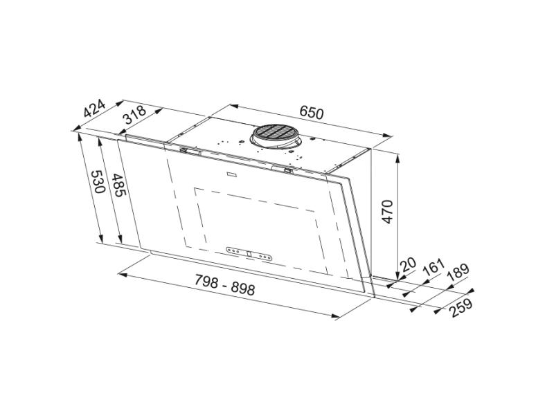 Φράνκε Maris 2.0 Pro κάθετος μαύρος γυάλινος απορροφητήρας 80εκ 330.0682.358