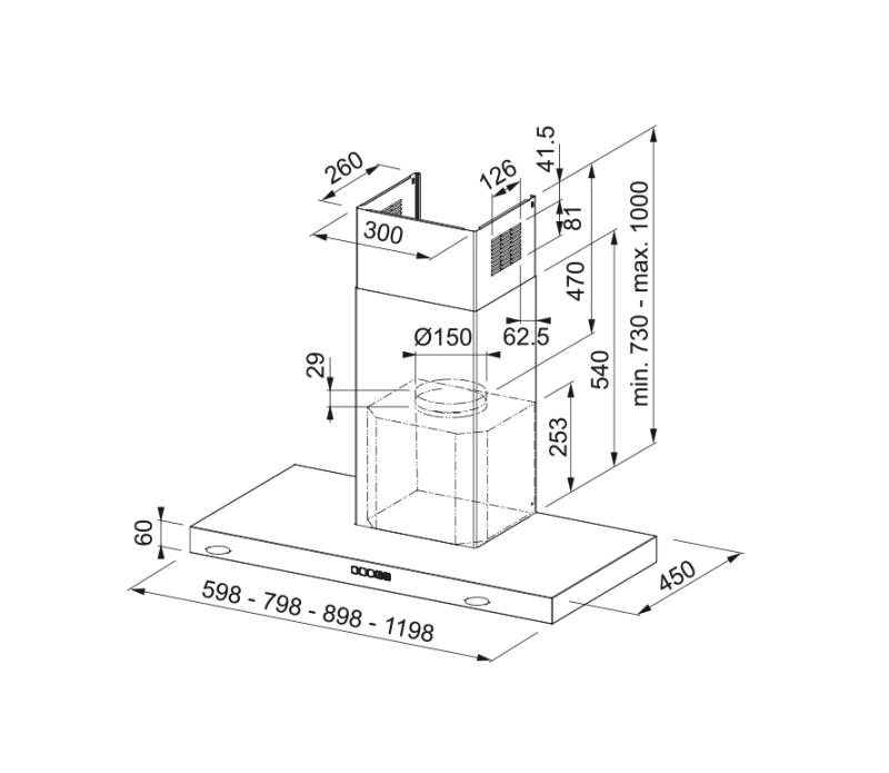 Φράνκε Μύθος Τέιλ επιτοίχιο μοντέλο ματ μαύρος απορροφητήρας 90εκ 325.0657.512