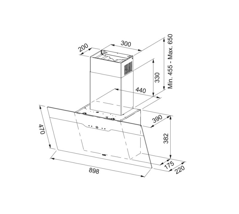 Φράνκε Μάρις Drip Free επιτοίχιο μοντέλο, μαύρο ματ απορροφητήρας 90εκ 330.0657.418