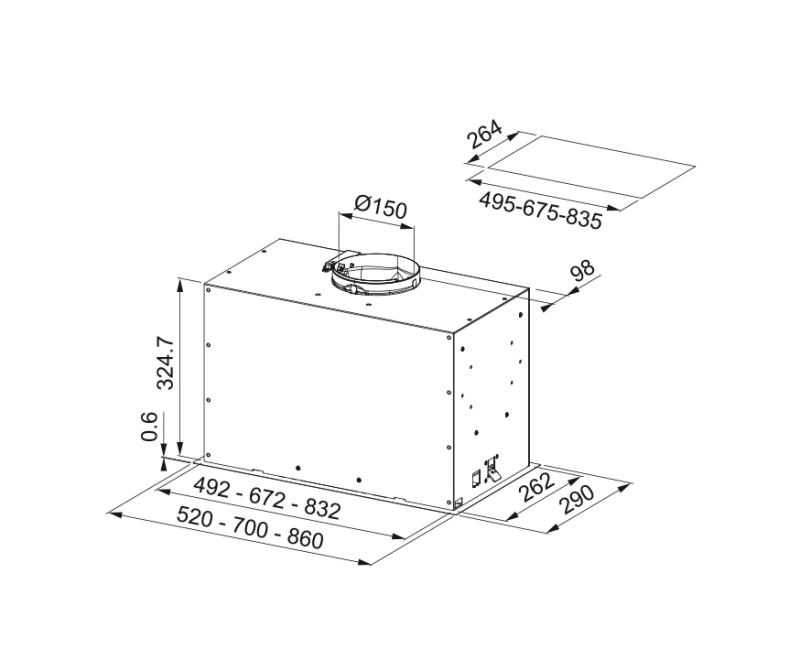 Φράνκε Μύθος Box Flush Premium εντοιχιζόμενος απορροφητήρας από ανοξείδωτο ατσάλι 70 εκ. 305.0665.369
