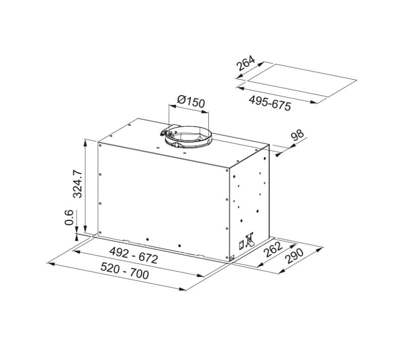 Φράνκε Maris Box Flush EVO εντοιχιζόμενος μαύρος ματ απορροφητήρας 52εκ 305.0665.364