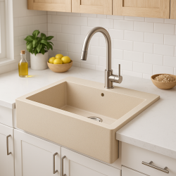 Aquadesign Αγροικία νεροχύτης από γρανίτη υποκαθήμενος ή επιτραπέζιος μπεζ άμμος 58x49cm 1208958164