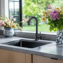 Aquadesign R25 ανοξείδωτος νεροχύτης επιφάνειας, υποκατασκευής και εντοιχισμένος Gun Metal 40x40cm 1208958207