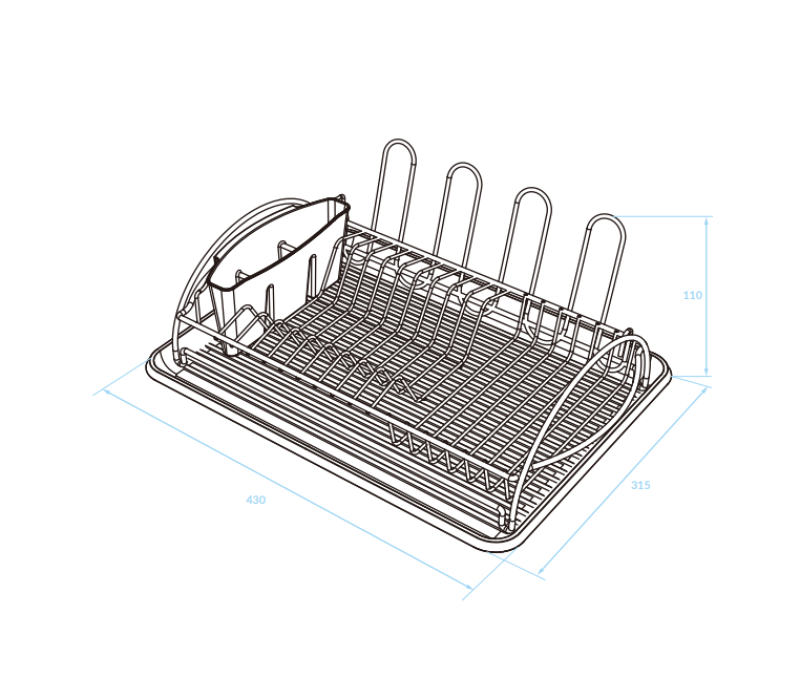 EPKA Πιάτο μαύρο στεγνωτήριο πιάτων από ατσάλι 43x110x31.5cm 1208958243