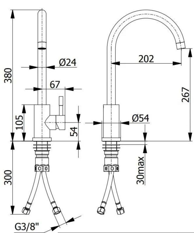 Ausmann Inox Round μπαταρία κουζίνας με περιστρεφόμενο στόμιο, εξ' ολοκλήρου από ανοξείδωτο ατσάλι 1208958308
