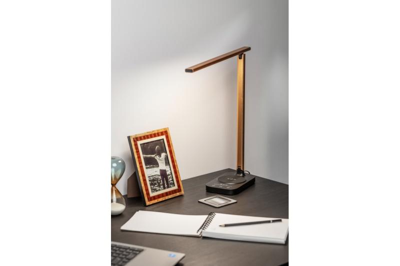 Bureau Lamp Bressi 8W 450lm AC220-240V 3-CCT Ασύρματη Φόρτιση USB PF>0.5 RA>80 Μαύρο / Χρυσό 1208962479