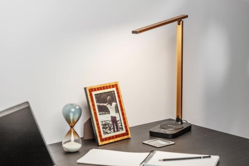 Bureau Lamp Bressi 8W 450lm AC220-240V 3-CCT Ασύρματη Φόρτιση USB PF>0.5 RA>80 Μαύρο / Χρυσό 1208962479