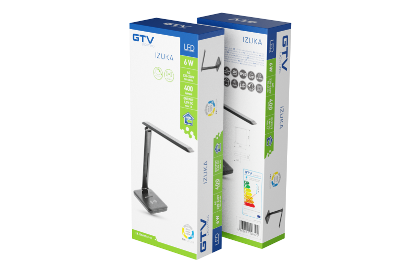 Διακοσμητική LED επιτραπέζια λάμπα IZUKA 6W 400lm AC220-240V 50/60Hz CCT επαγωγικός φορτιστής μαύρο. 1208962497