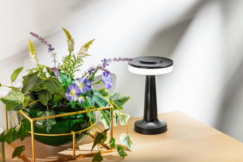 Διακοσμητικό Επιτραπέζιο Φωτιστικό Monum 3W 200lm DC 5V 1A 3000 K 3 μοίρες. Ρυθμιζόμενο με μπαταρία 1800 mAh, μαύρο. 1208962504