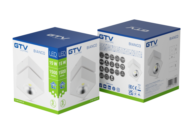 Διακοσμητικό Φωτιστικό LED ΛΕΥΚΟ 15W 1500lm AC220-240V 50/60 Hz PF> 0.5 Ra≥80 IP20 IK06.36° 4000K τετράγωνο λευκό. 1208962665