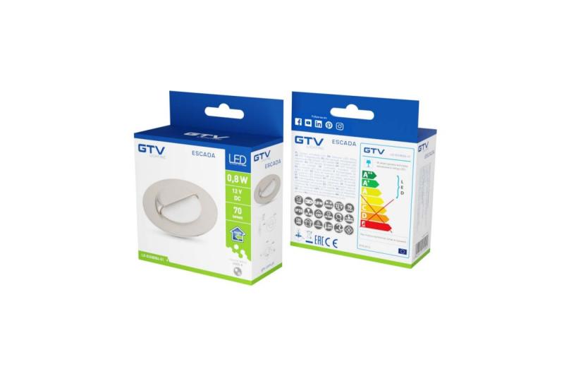 Διακοσμητικό LED φωτιστικό σκάλας ESCADA OB DC12V με στρογγυλό καπέλο από ανοξείδωτο γυαλί 0,8W 70lm 4000K, καλώδιο 150cm