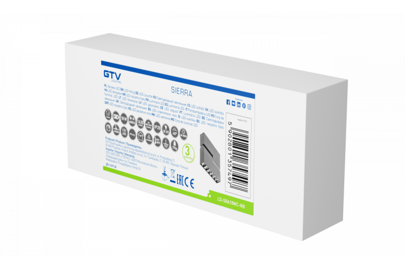 Διακοσμητικό LED φωτιστικό SIERRA 18W 1620lm AC220-240V 50/60 Hz PF>0,9 Ra≥80 IP20 IK08 4000K 48° μαύρο. 1208963168