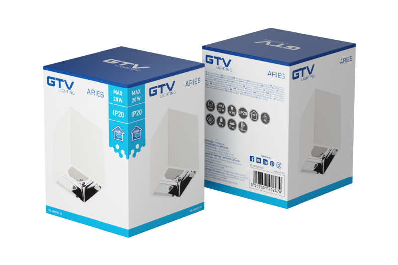 Διακοσμητικό φωτιστικό οροφής ARIES PC 77x100mm IP20 μέγ. 20W τετράγωνο λευκό/χρώμιο. 1208963817