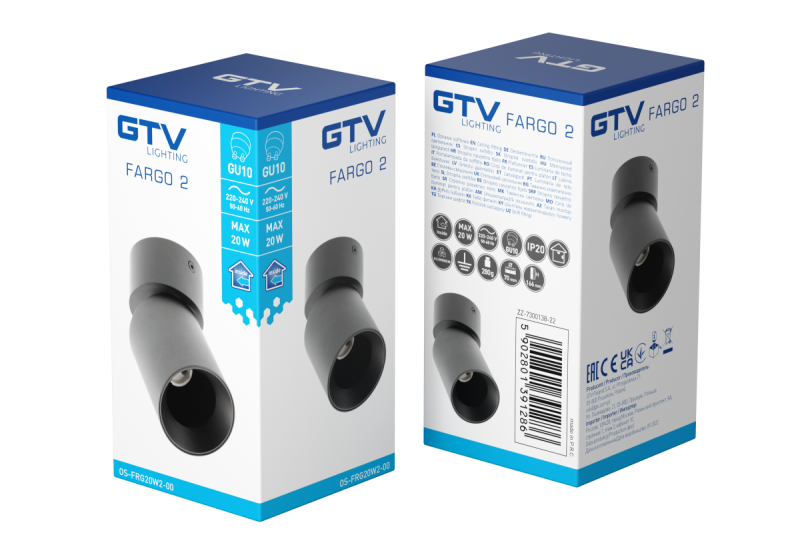 Decoροφής φωτιστικό οροφής FARGO 2 αλουμίνιο 70x166mm IP20 max 20W στρογγυλό μαύρο. 1208963880