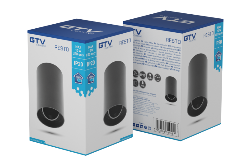 Διακοσμητικό φωτιστικό οροφής RESTO PC φ80x125mm IP20 μέγ. 20W στρογγυλό μαύρο. 1208963985