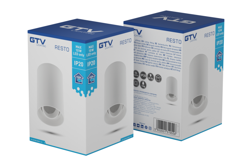 Διακοσμητικό φωτιστικό οροφής RESTO PC φ80x125mm IP20 μέγ. 20W στρογγυλό λευκό. 1208963986