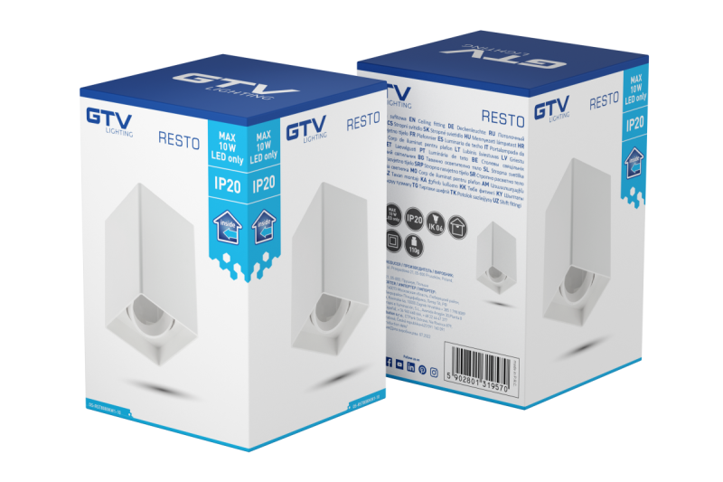 Διακοσμητικό φωτιστικό οροφής RESTO PC 80x80x125mm IP20 μέγ. 20W τετράγωνο λευκό. 1208963988