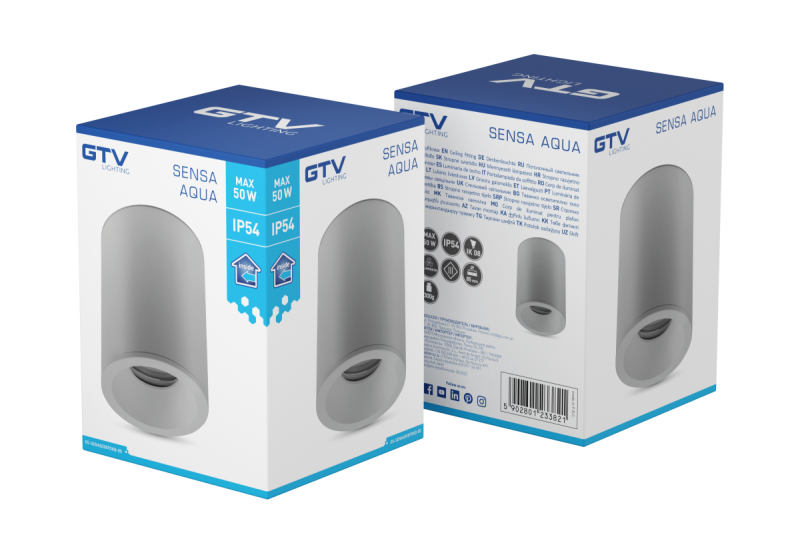 Διακόσμηση SENSA AQUA φωτιστικό οροφής αλουμινίου 85x115 IP54 μέγιστο 50W κυκλικό γκρι. 1208964008