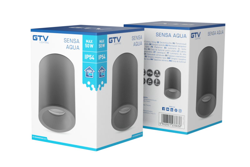 Διακοσμητικό SENSA AQUA φωτιστικό οροφής αλουμινίου 85x115 IP54 μέγιστο 50W στρογγυλό μαύρο. 1208964009