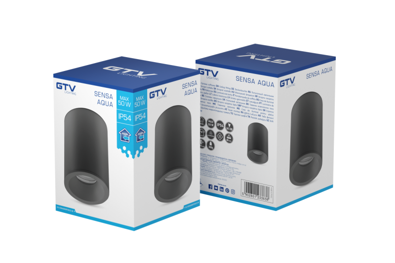 Διακοσμητικό SENSA AQUA φωτιστικό οροφής αλουμινίου 85x115 IP54 μέγιστο 50W στρογγυλό μαύρο. 1208964009