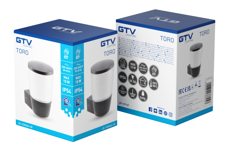 Διακόσμηση Φωτισμός κήπου TORA-AU E27 MAX.15W IP54 AC220-240V 50-60Hz απλίκα μαύρο 1208964023