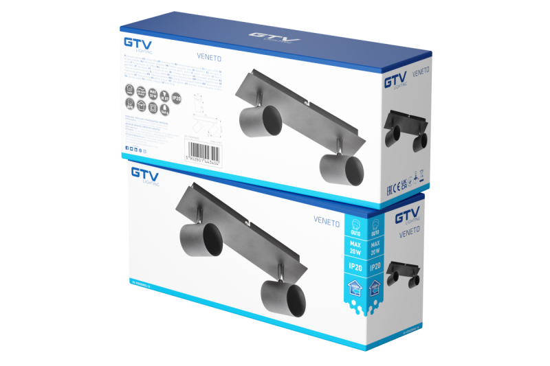 Διακοσμητικό Φωτιστικό Οροφής VENETO IP20 max. 20W 2 x GU10 στρογγυλό μαύρο. 1208964038