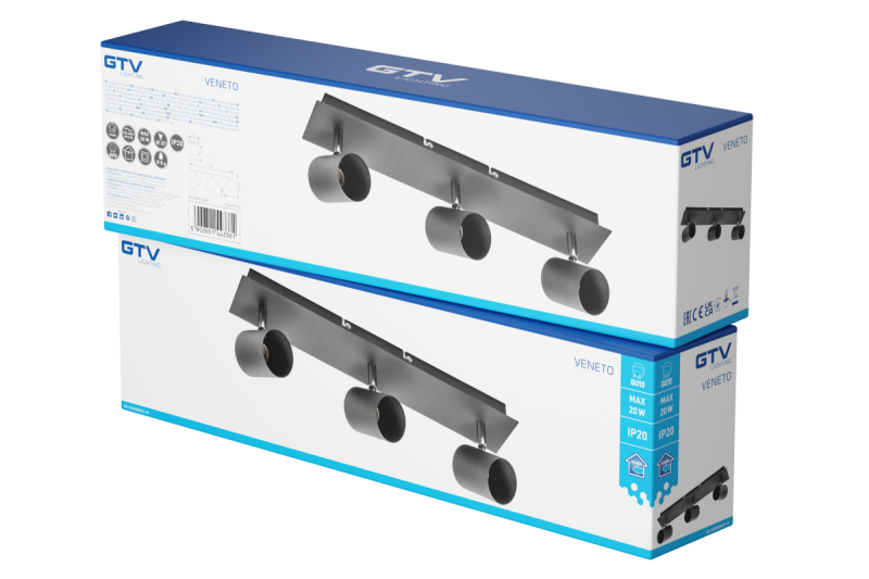 Decoροφής Φωτιστικό Οροφής VENETO IP20 max. 20W 3 x GU10 στρογγυλό μαύρο. 1208964040