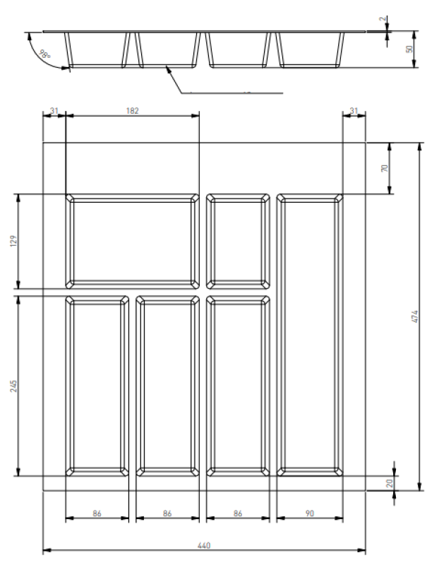 Διακοσμητική Θήκη Μαχαιροπίρουνων για Συρτάρι Κουζίνας 500 Λευκό 1208966375