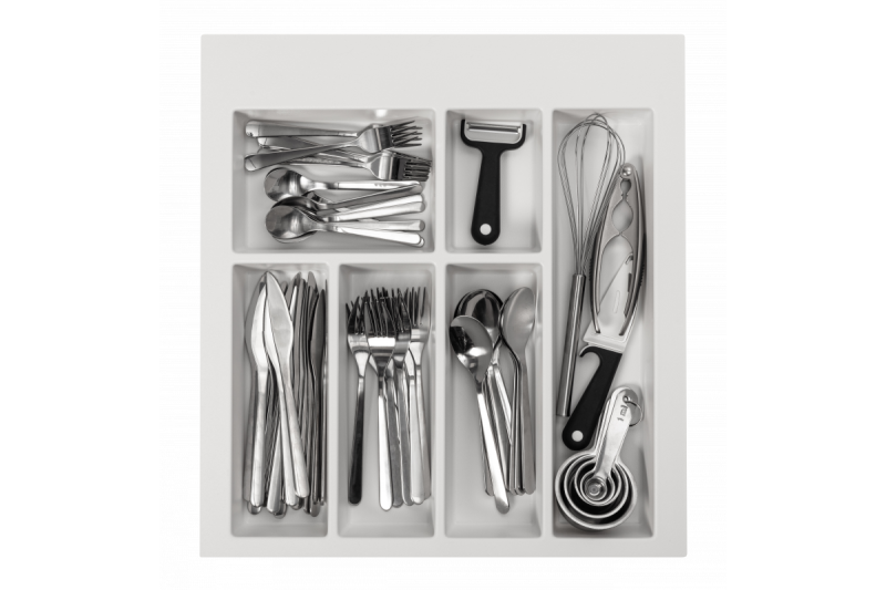 Διακοσμητική Θήκη Μαχαιροπίρουνων για Συρτάρι Κουζίνας 500 Λευκό 1208966375