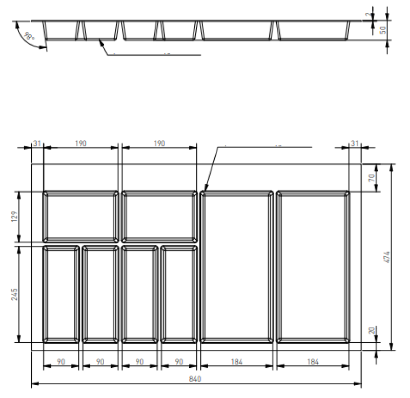 Decor Cutle Καλαθάκια για μαχαιροπίρουνα Εισαγωγή για συρτάρι κουζίνας 900 Ανθρακί 1208966382