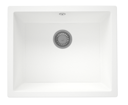 GraniteMy Universal γρανίτης λευκό νεροχύτη 50x40 εκατοστά λευκό επιφάνειας, υποδομής και επίπεδης ενσωμάτωσης με ανοξείδωτο βύσμα 1208966881