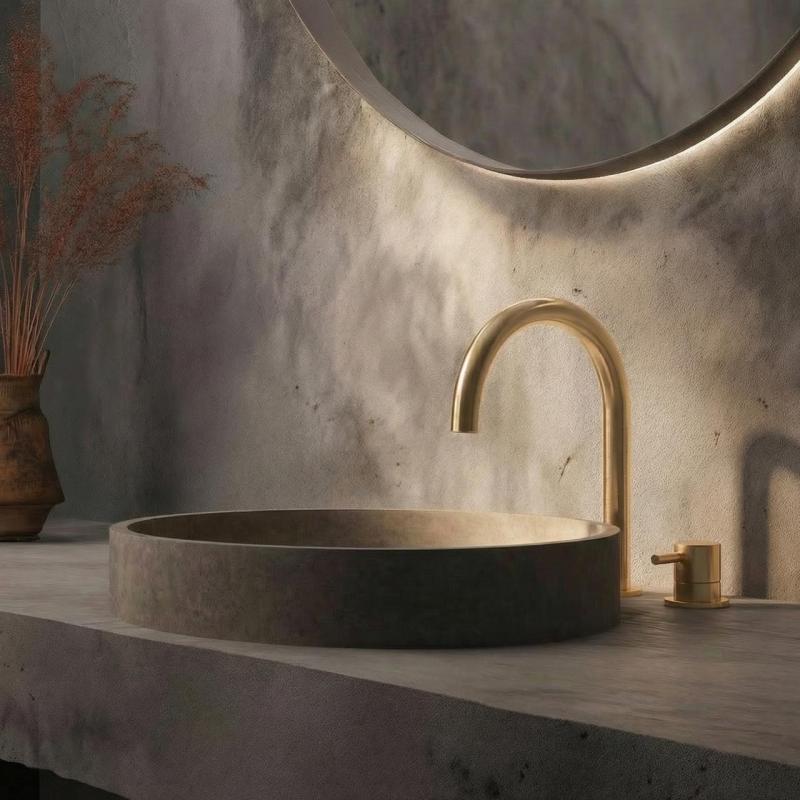 WaterEvolution Flow 2-οπών μπαταρία νιπτήρα βουρτσισμένο ανοιχτό χρυσό T1121UWGE