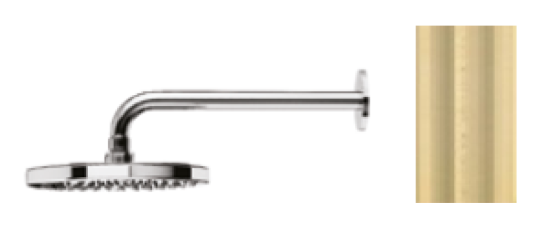 Waterevolution Flow κεφαλή ντους 250 mm με σύνδεση τοίχου PVD Light Gold T164125WGE