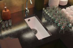 GraniteMy Universal γρανιτένιος μικρός λευκός νεροχύτης 17x40 cm λευκός επάνω πάγκου, υποκατασκευή και επίπεδη εγκατάσταση με ανοξείδωτο ατσάλι βύσμα 1208966953